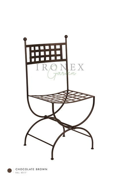 Milan Chair in Chocolate Brown RAL 8017 – hand-forged wrought iron by Ironex Garden