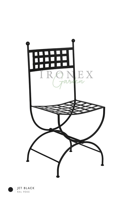 Milan Chair in Jet Black RAL 9005 – hand-forged wrought iron by Ironex Garden