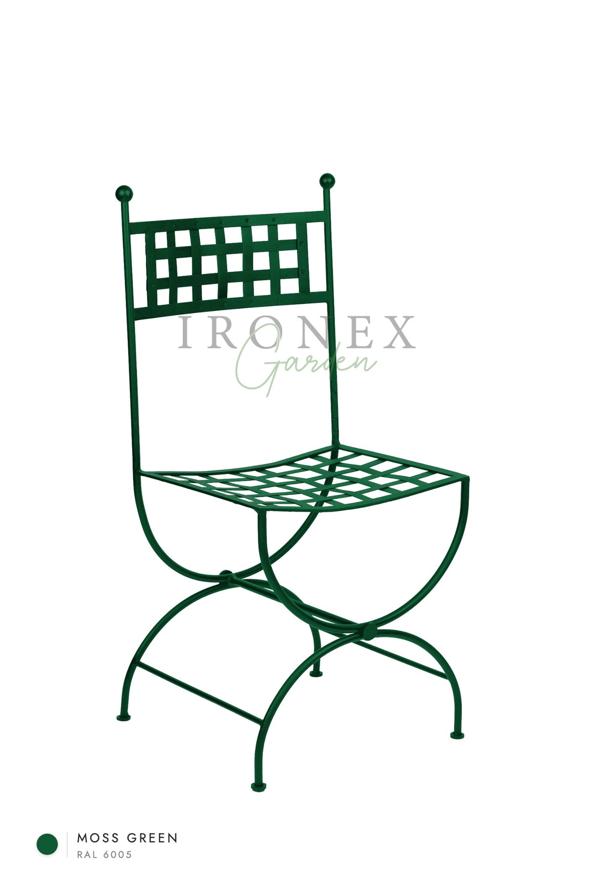 Milan Chair in Moss Green RAL 6005 – hand-forged wrought iron by Ironex Garden