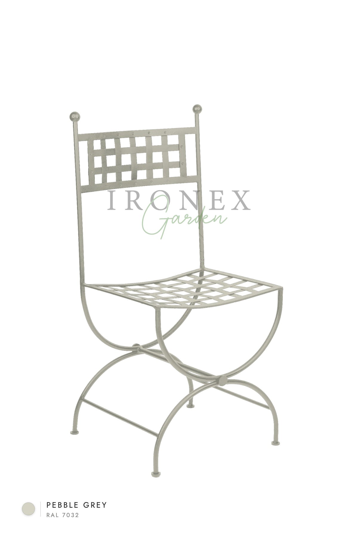 Milan Chair in Pebble Grey RAL 7032 – hand-forged wrought iron by Ironex Garden