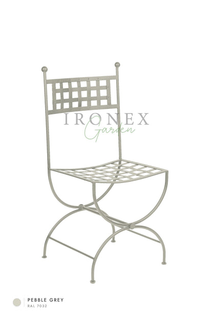 Milan Chair in Pebble Grey RAL 7032 – hand-forged wrought iron by Ironex Garden