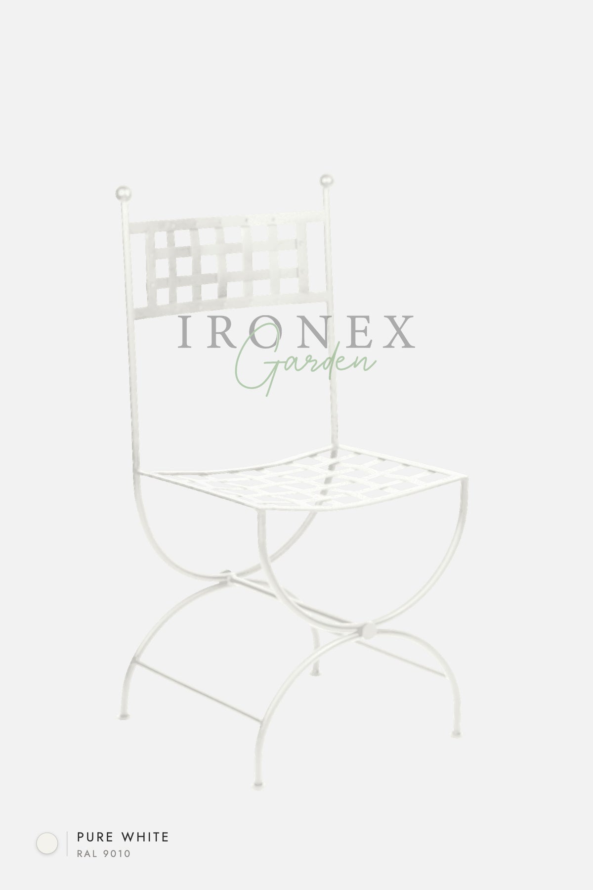 Milan Chair in Pure White RAL 9010 – hand-forged wrought iron by Ironex Garden