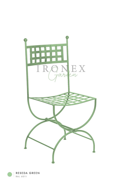 Milan Chair in Reseda Green RAL 6011 – hand-forged wrought iron by Ironex Garden