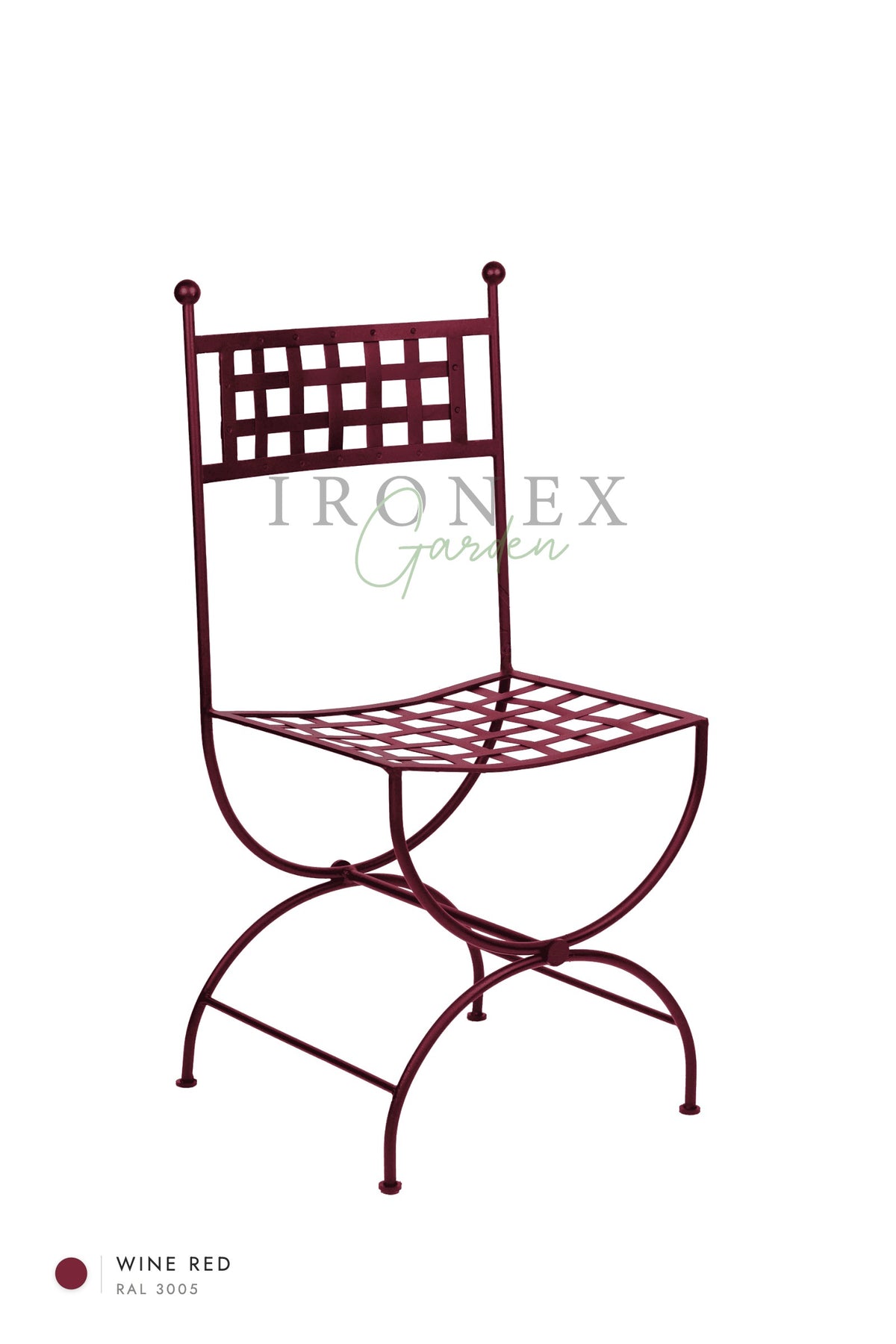 Milan Chair in Wine Red RAL 3005 – hand-forged wrought iron by Ironex Garden