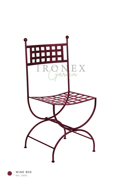 Milan Chair in Wine Red RAL 3005 – hand-forged wrought iron by Ironex Garden