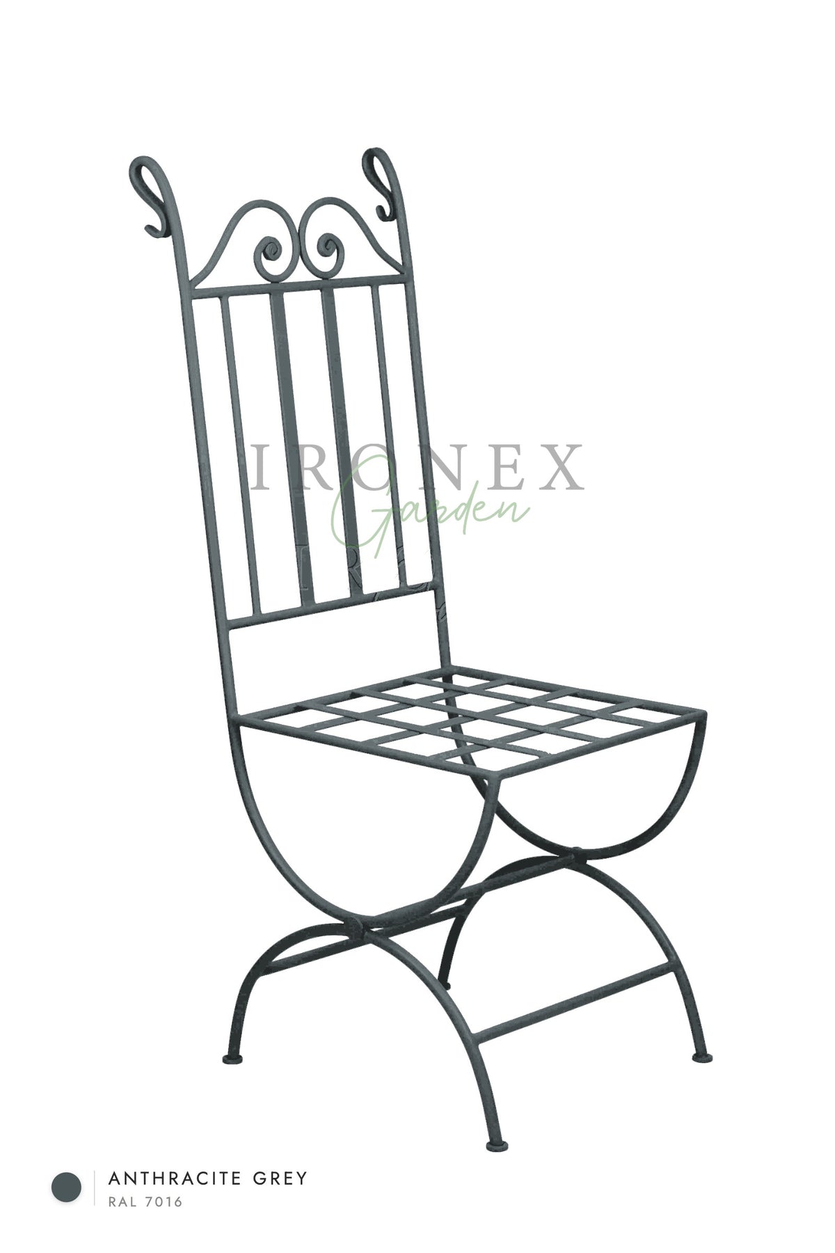 Moon Chair in Anthracite Grey RAL 7016 – hand-forged wrought iron by Ironex Garden