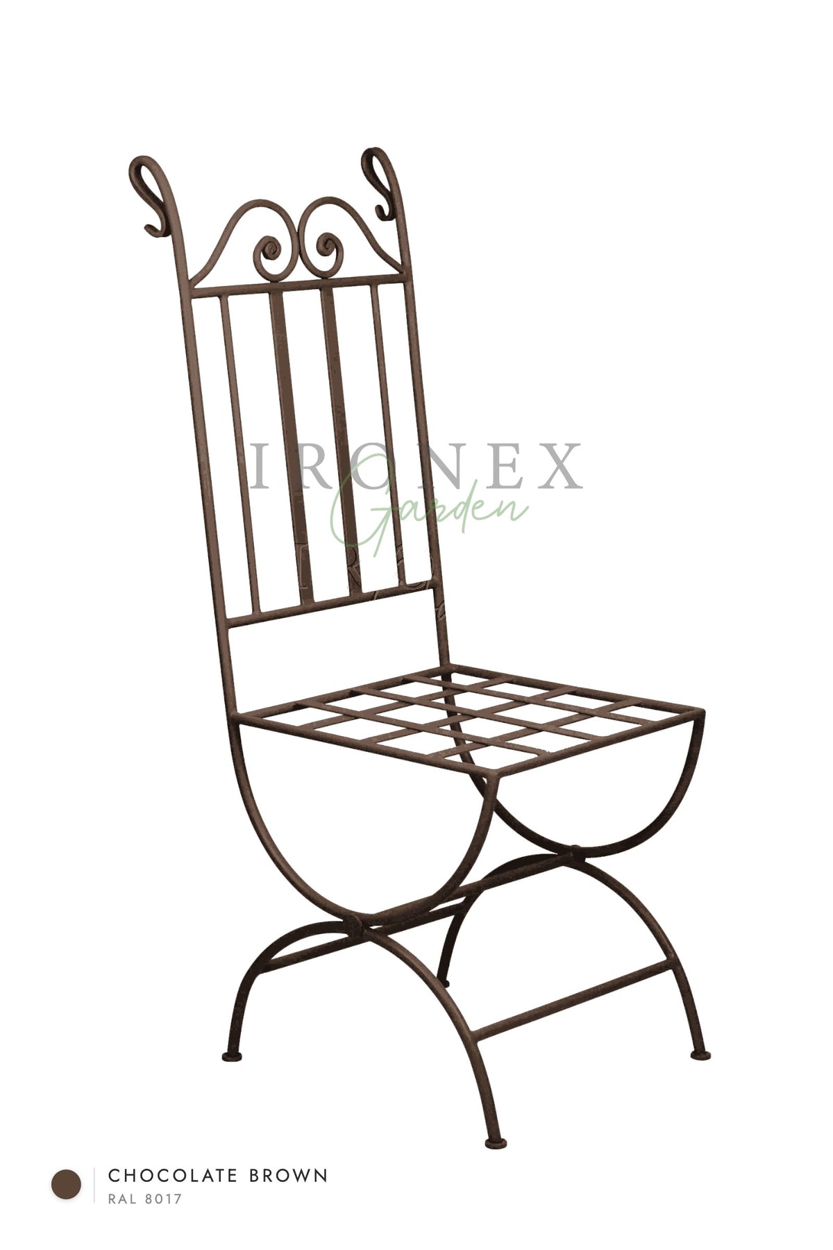 Moon Chair in Chocolate Brown RAL 8017 – hand-forged wrought iron by Ironex Garden