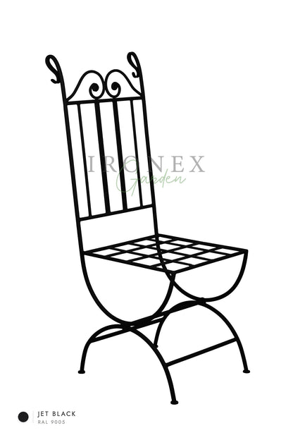 Moon Chair in Jet Black RAL 9005 – hand-forged wrought iron by Ironex Garden