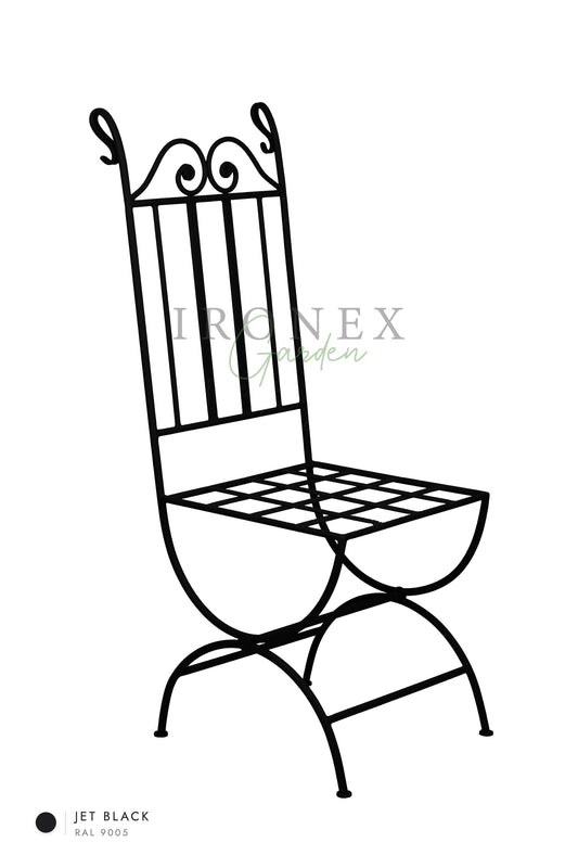 Moon Chair in Jet Black RAL 9005 – hand-forged wrought iron by Ironex Garden
