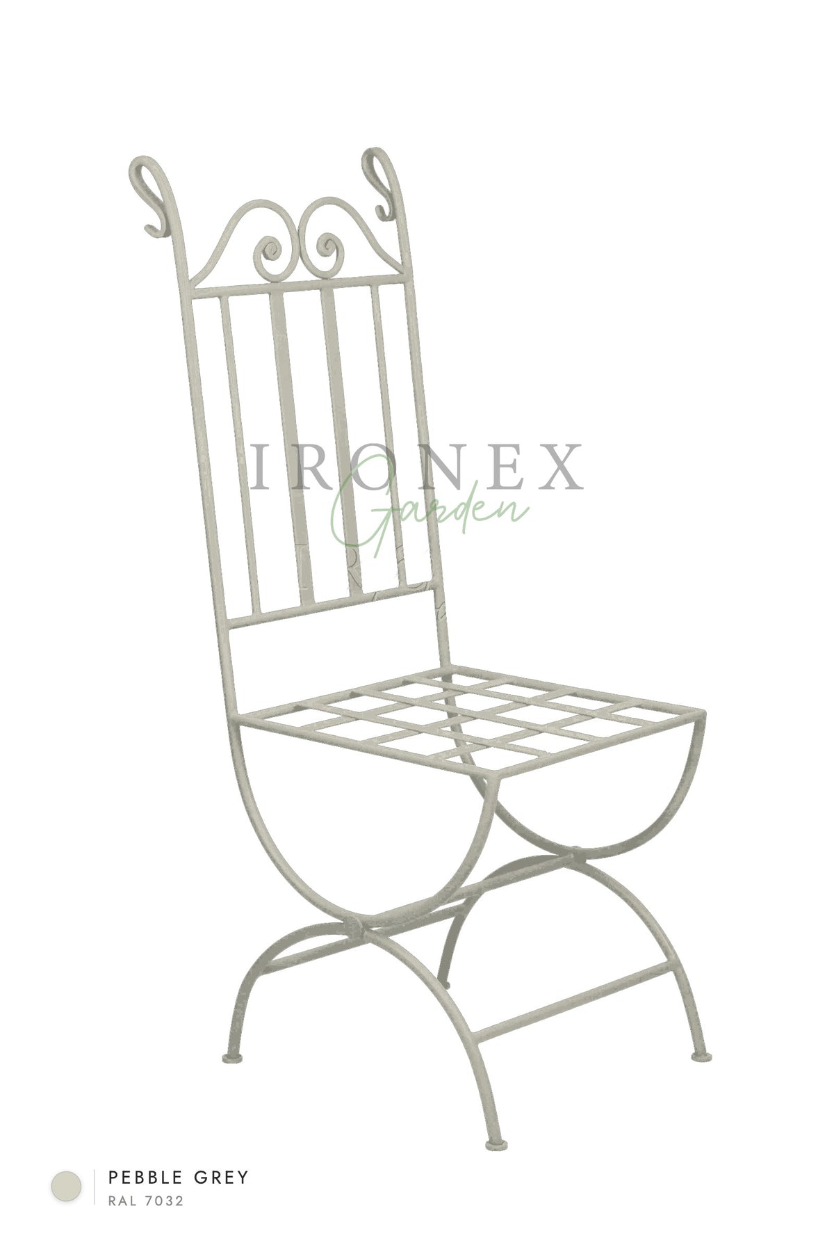 Moon Chair in Pebble Grey RAL 7032 – hand-forged wrought iron by Ironex Garden