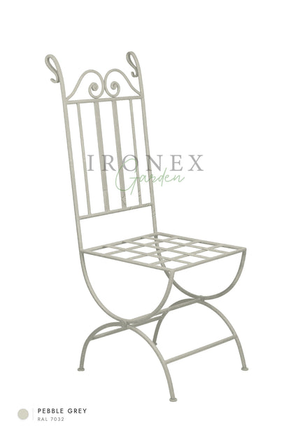 Moon Chair in Pebble Grey RAL 7032 – hand-forged wrought iron by Ironex Garden