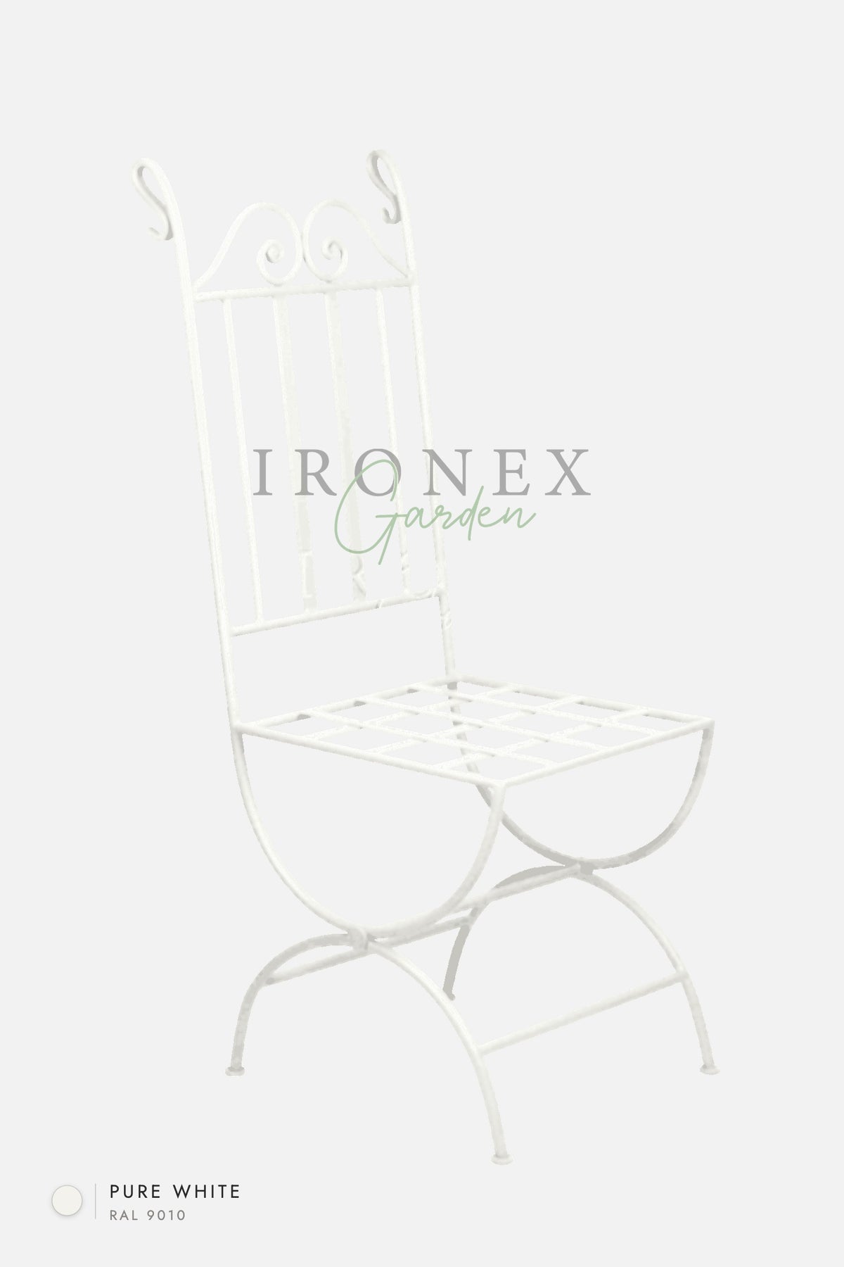 Moon Chair in Pure White RAL 9010 – hand-forged wrought iron by Ironex Garden