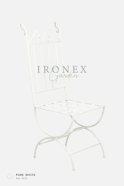 Moon Chair in Pure White RAL 9010 – hand-forged wrought iron by Ironex Garden