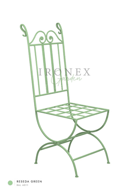 Moon Chair in Reseda Green RAL 6011 – hand-forged wrought iron by Ironex Garden
