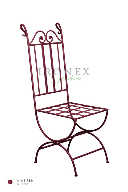 Moon Chair in Wine Red RAL 3005 – hand-forged wrought iron by Ironex Garden