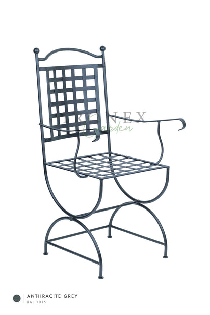 Fauteuil Paris, coloris Gris anthracite RAL 7016 – fer forgé à la main par Ironex Garden