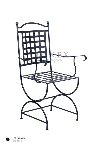 Fauteuil Paris, coloris Noir de jais RAL 9005 – fer forgé à la main par Ironex Garden