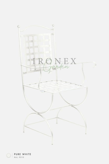 Fauteuil Paris, coloris Blanc pur RAL 9010 – fer forgé à la main par Ironex Garden