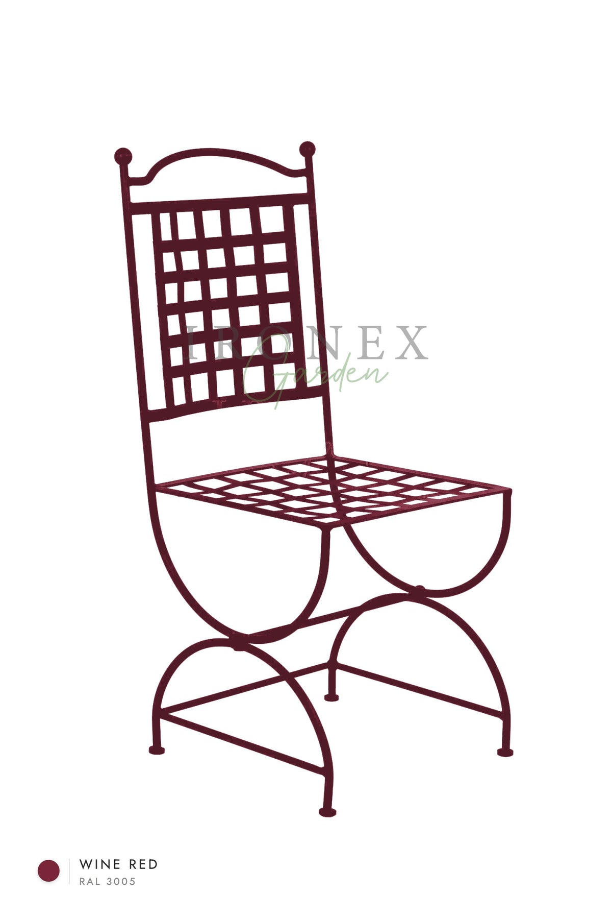 Paris Chair in Wine Red RAL 3005 – hand-forged wrought iron by Ironex Garden