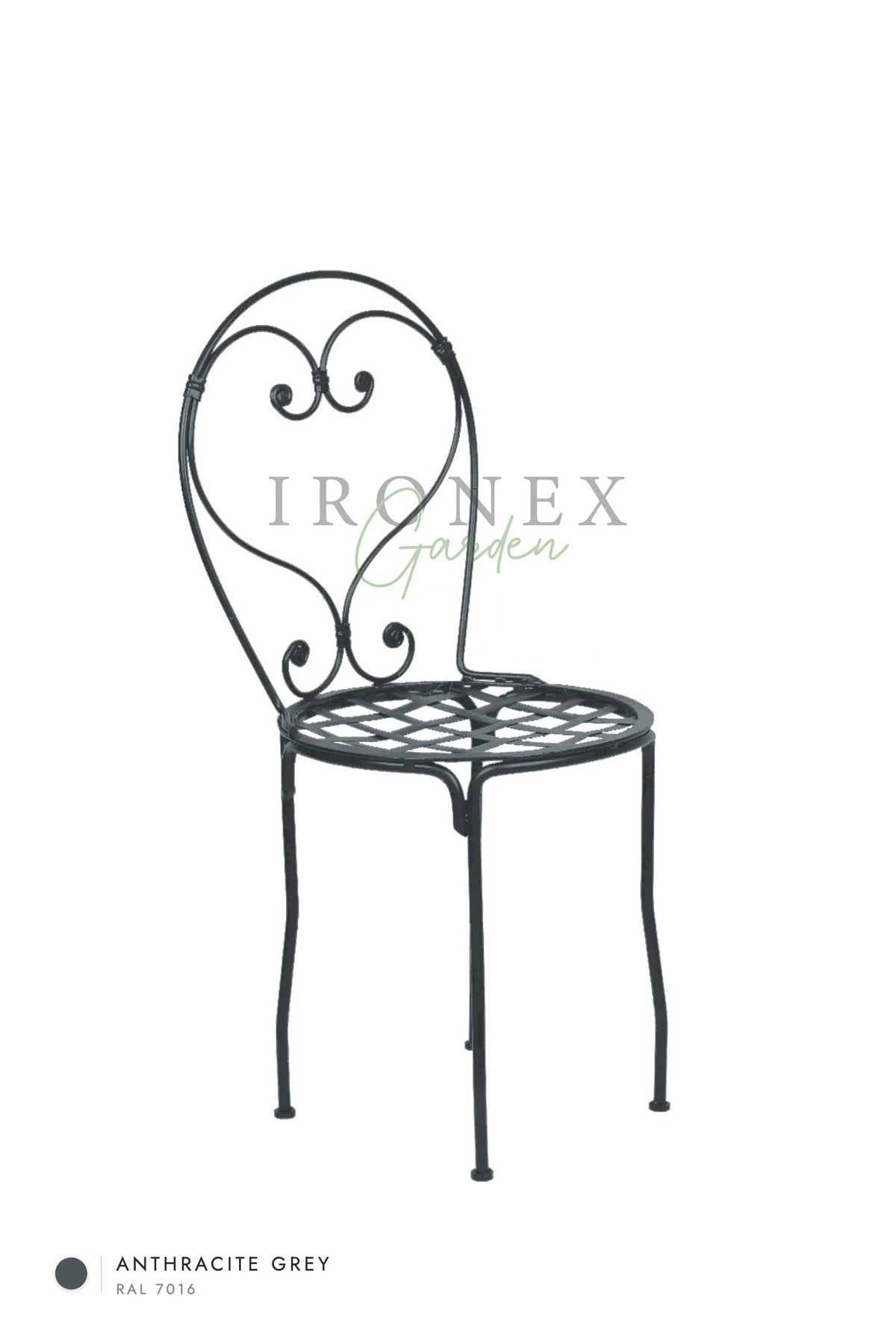 Romantic Chair in Anthracite Grey RAL 7016 – hand-forged wrought iron by Ironex Garden