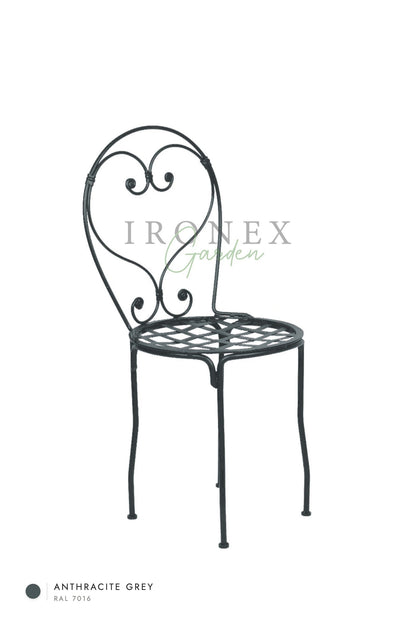 Romantic Chair in Anthracite Grey RAL 7016 – hand-forged wrought iron by Ironex Garden