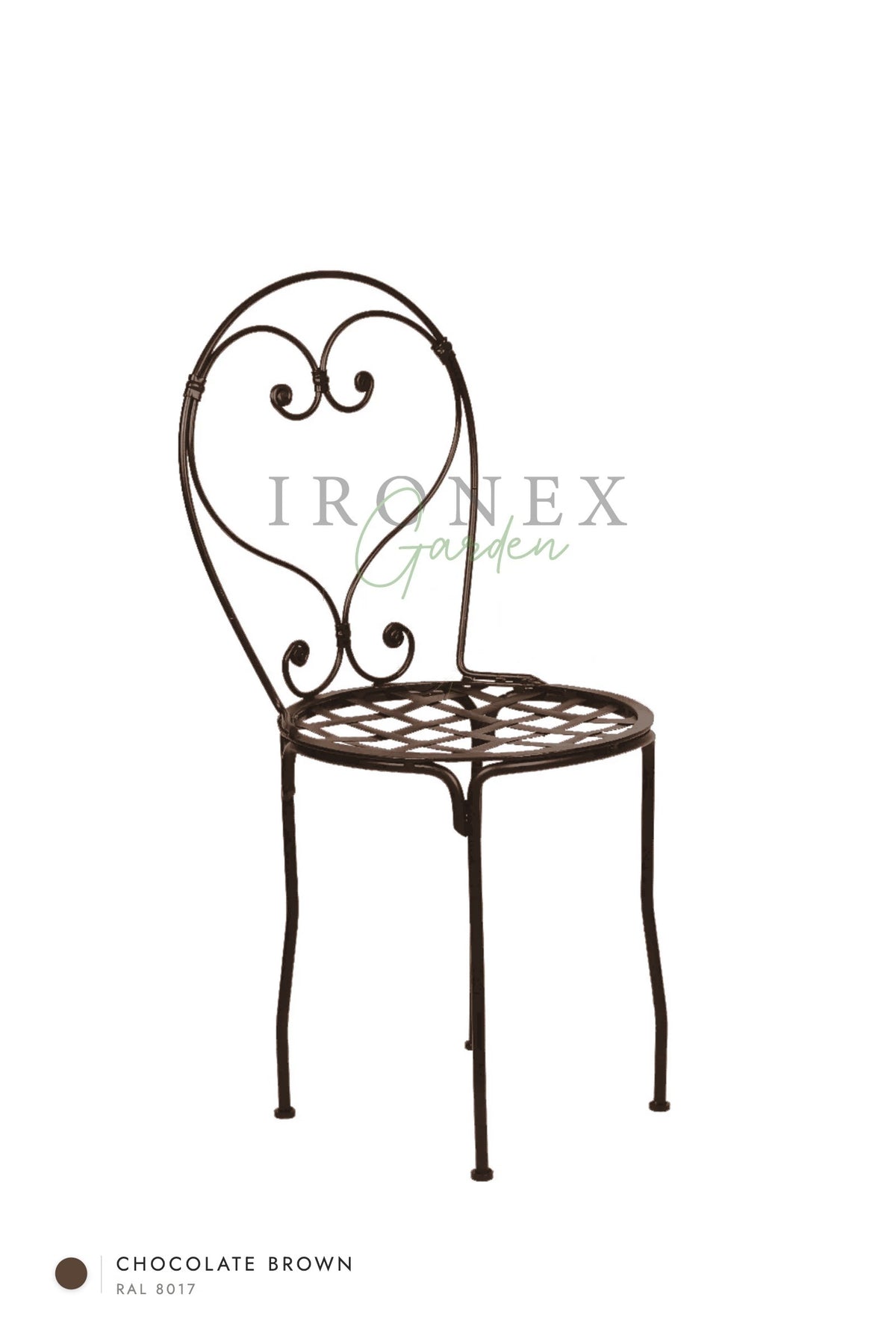 Romantic Chair in Chocolate Brown RAL 8017 – hand-forged wrought iron by Ironex Garden