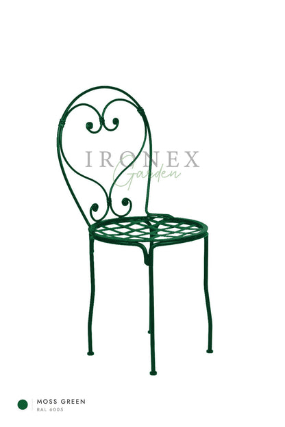 Romantic Chair in Moss Green RAL 6005 – hand-forged wrought iron by Ironex Garden