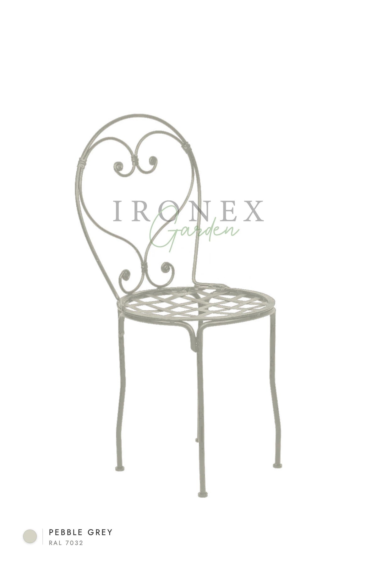 Romantic Chair in Pebble Grey RAL 7032 – hand-forged wrought iron by Ironex Garden