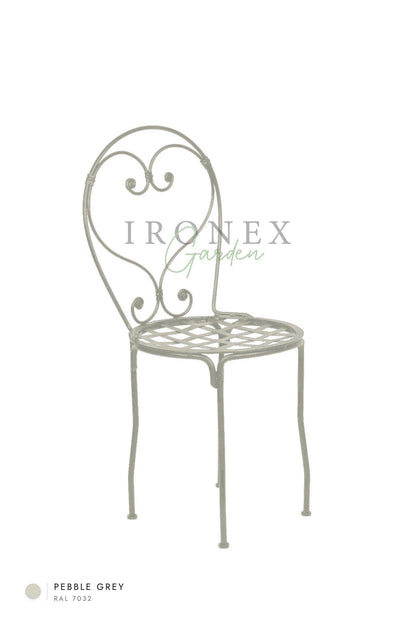 Romantic Chair in Pebble Grey RAL 7032 – hand-forged wrought iron by Ironex Garden