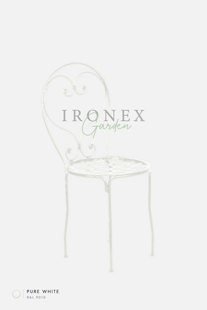 Romantic Chair in Pure White RAL 9010 – hand-forged wrought iron by Ironex Garden
