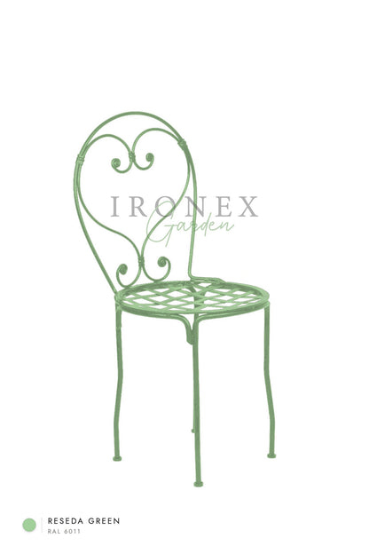Romantic Chair in Reseda Green RAL 6011 – hand-forged wrought iron by Ironex Garden